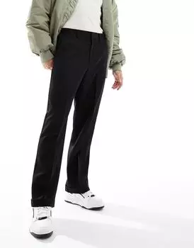 Элегантные черные брюки с широким кроем и манжетами ASOS