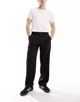 Элегантные черные брюки с широкими штанинами и складками Jack & Jones