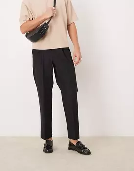 Элегантные черные прямые брюки с застежкой на пуговицы ASOS DESIGN