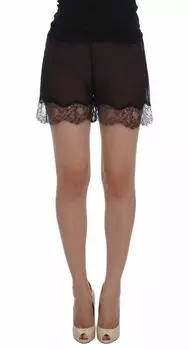 Элегантные черные шелковые шорты с цветочным кружевом Dolce & Gabbana, черный