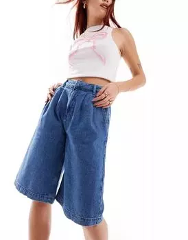 Элегантные длинные синие джинсовые шорты ASOS