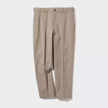 Элегантные хлопковые брюки длиной до щиколотки (длинные) UNIQLO, бежевый