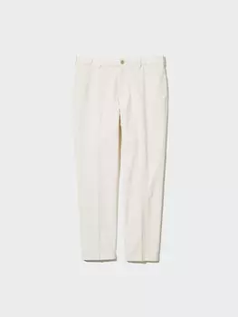 Элегантные хлопковые брюки по щиколотку Uniqlo, цвет 01 белый