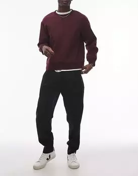 Элегантные хлопковые зауженные брюки черного цвета Topman