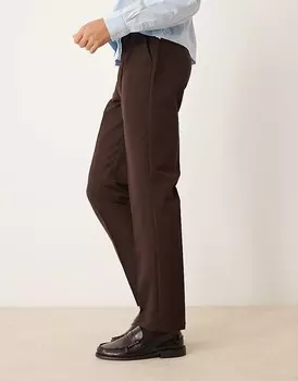 Элегантные коричневые брюки узкого кроя ASOS DESIGN