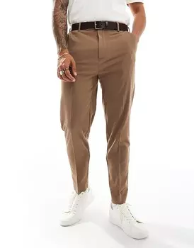Элегантные коричневые брюки зауженного кроя ASOS DESIGN