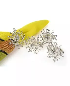 Элегантные металлические кольца для салфеток «Снежинка», набор из 4 шт Manor Luxe, серебро