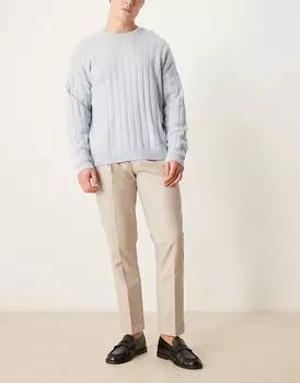 Элегантные облегающие брюки-чинос из хлопка цвета камня ASOS DESIGN