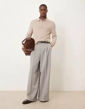Элегантные очень широкие брюки со складками спереди светло-серого цвета ASOS DESIGN