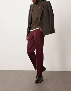 Элегантные прямые брюки бордового цвета ASOS DESIGN
