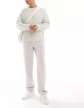 Элегантные прямые брюки из смесовой шерсти ASOS пыльно-розового цвета