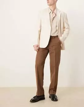 Элегантные прямые брюки коричневого цвета ASOS DESIGN