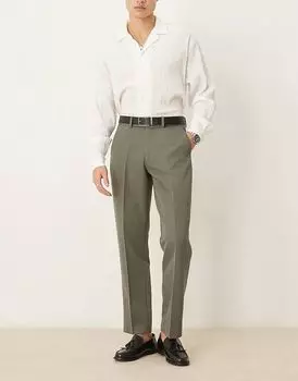 Элегантные прямые брюки приглушенного зеленого цвета ASOS DESIGN