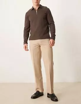 Элегантные прямые брюки в каменном цвете ASOS DESIGN