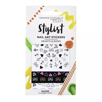 Элегантные сенсорные наклейки для дизайна ногтей с сердечками и бантиками, Unbekannt
