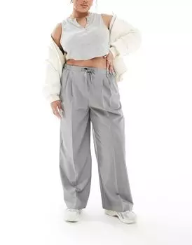 Элегантные серые брюки без застежки ASOS Curve