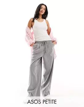 Элегантные серые брюки в тонкую полоску ASOS Petite