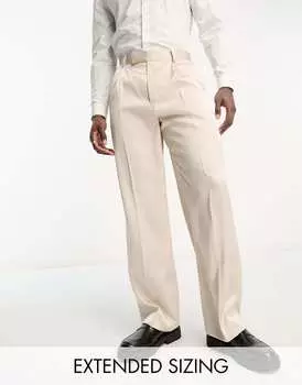 Элегантные широкие бежевые атласные брюки ASOS DESIGN