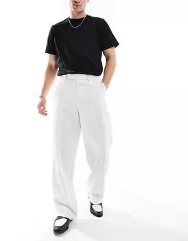 Элегантные широкие брюки из белой фактурной ткани ASOS DESIGN