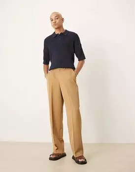 Элегантные широкие брюки с карманом-карманом цвета верблюжьей шерсти ASOS DESIGN