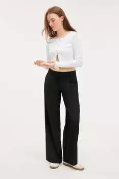 Элегантные широкие брюки с заниженной талией Monki, черный