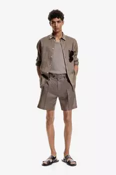 Элегантные шорты из льна свободного кроя H&M, серый