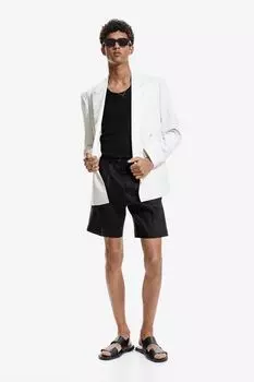 Элегантные шорты из льна свободного кроя H&M, черный