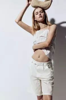 Элегантные шорты из смеси льна H&M, белый