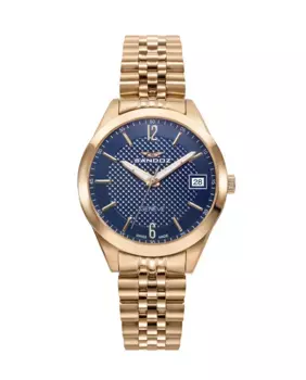 Элегантные стальные женские часы с календарем и золотым ремешком Sandoz, золотой