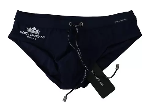 Элегантные темно-синие плавки с логотипом в виде белой короны Dolce & Gabbana, синий