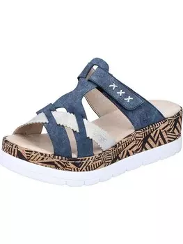 Элегантные туфли на шнуровке rieker Rieker Damen Pantolette Plateau Clog Klettverschluss V3980, синий
