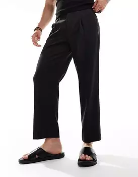 Элегантные укороченные черные брюки прямого кроя ASOS DESIGN