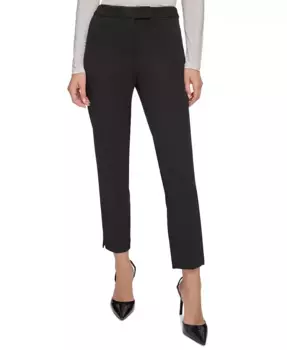 Элегантные узкие брюки Essential Slim Leg с заниженной линией низа DKNY, черный