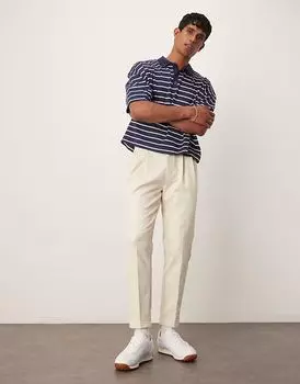 Элегантные зауженные брюки ASOS DESIGN бежевого цвета с открытыми пуговицами