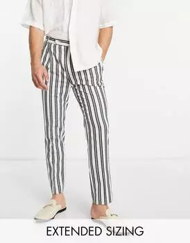 Элегантные зауженные брюки белого цвета в элегантную полоску ASOS DESIGN