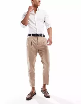 Элегантные зауженные брюки-чиносы из хлопка ASOS DESIGN светло-коричневого цвета
