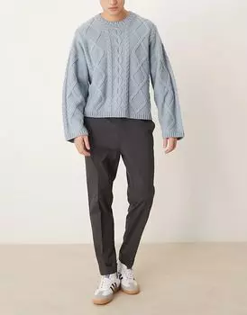Элегантные зауженные брюки серого цвета с полурезинкой на талии ASOS DESIGN