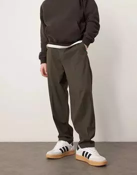 Элегантные зауженные брюки свободного кроя в коричневую клетку ASOS DESIGN