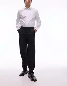 Элегантные зауженные брюки темно-синего цвета Topman