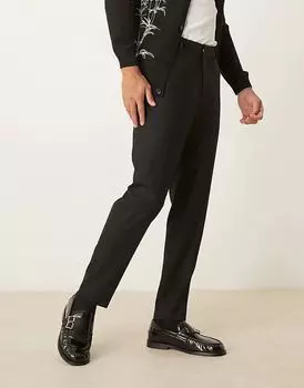 Элегантные зауженные фактурные брюки черного цвета ASOS DESIGN