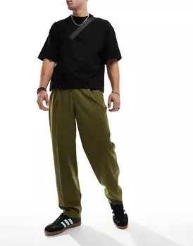 Элегантные зеленые зауженные брюки без застежки ASOS DESIGN