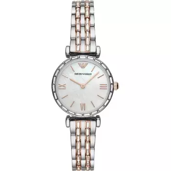 Элегантные женские часы из нержавеющей стали с серебристым циферблатом Armani Emporio