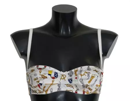Элегантный белый бюстгальтер-стрейч с принтом «Матрос» Dolce & Gabbana