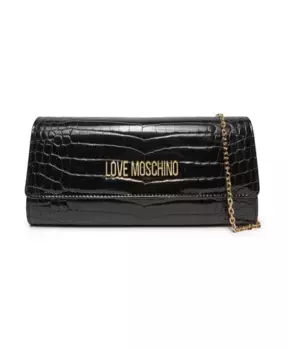 Элегантный блестящий клатч из крокодиловой кожи Love Moschino, черный