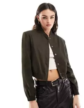 Элегантный бомбер цвета хаки с усиленными плечами ASOS