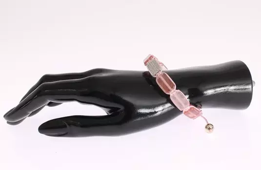 Элегантный браслет из серебра 925 пробы с фианитами и кварцем Nialaya Jewelry, розовый