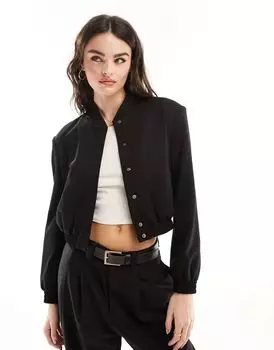 Элегантный черный бомбер с усиленными плечами ASOS