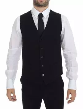 Элегантный черный шелковый жилет Dolce & Gabbana, черный/белый