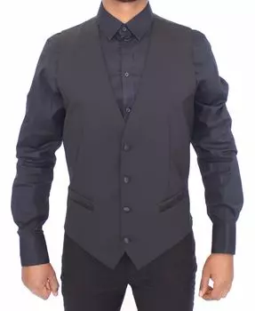 Элегантный черный шерстяной шелковый жилет Dolce & Gabbana