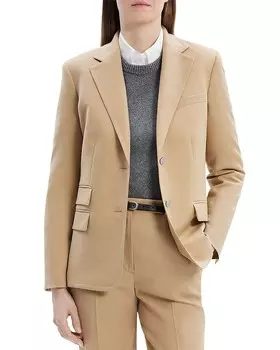 Элегантный фланелевой блейзер на двух пуговицах Theory, коричневый/бежевый